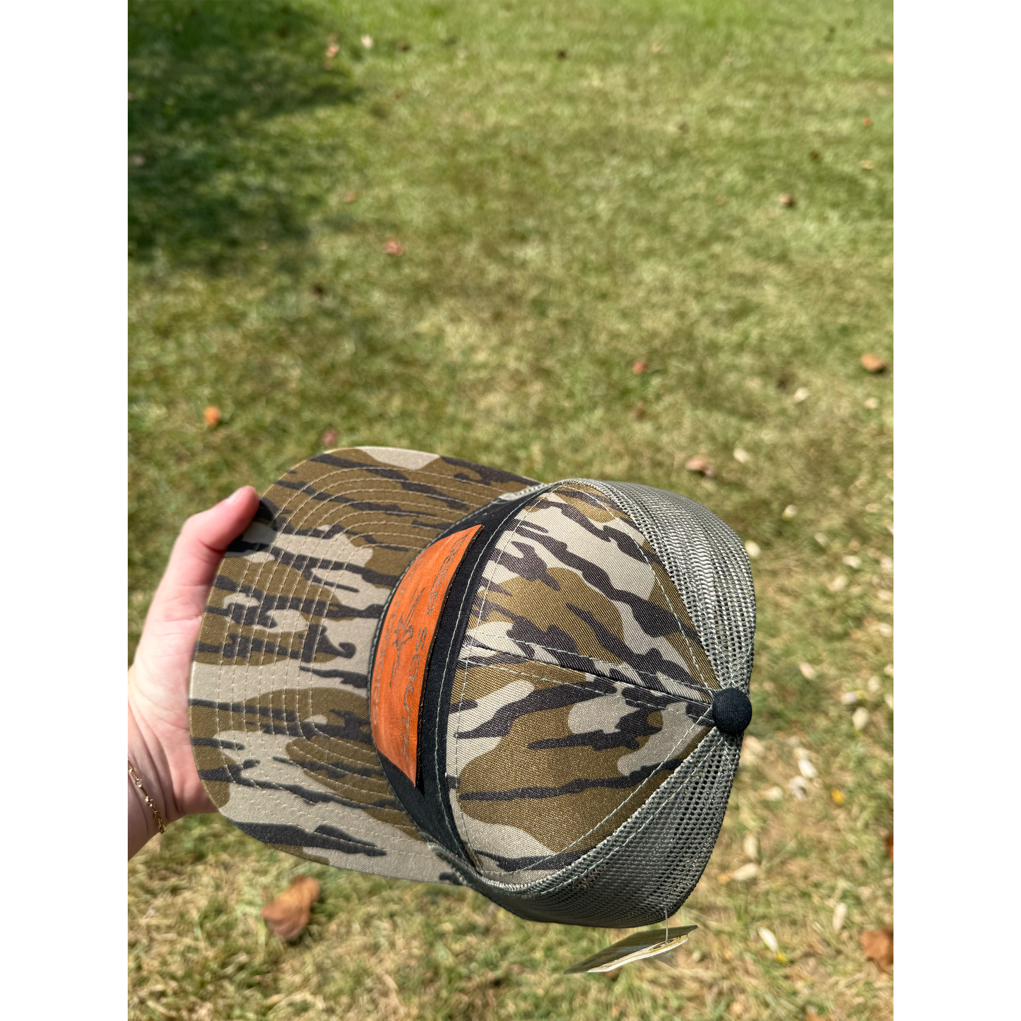 DSO Black Bark Camo True Leather Patch Snapback