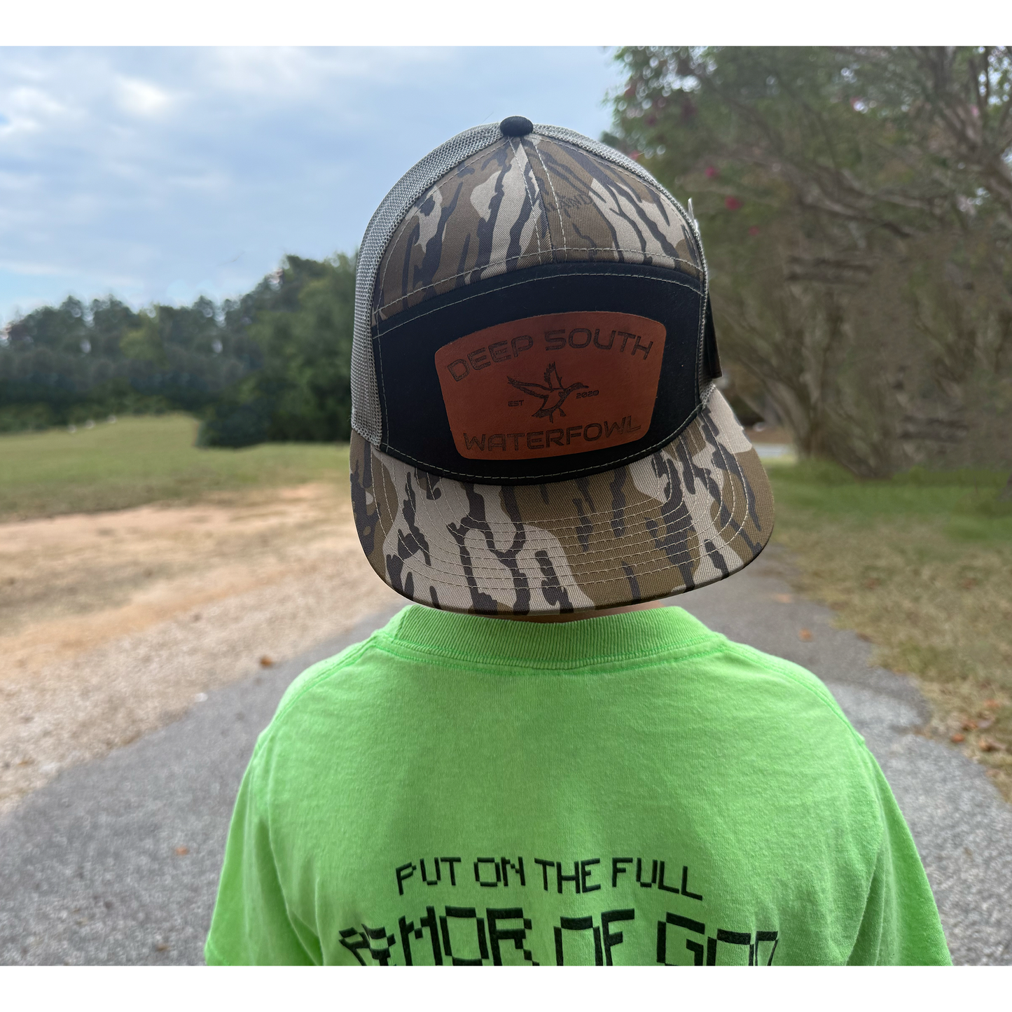DSW Black Bark Camo True Leather Patch Snapback