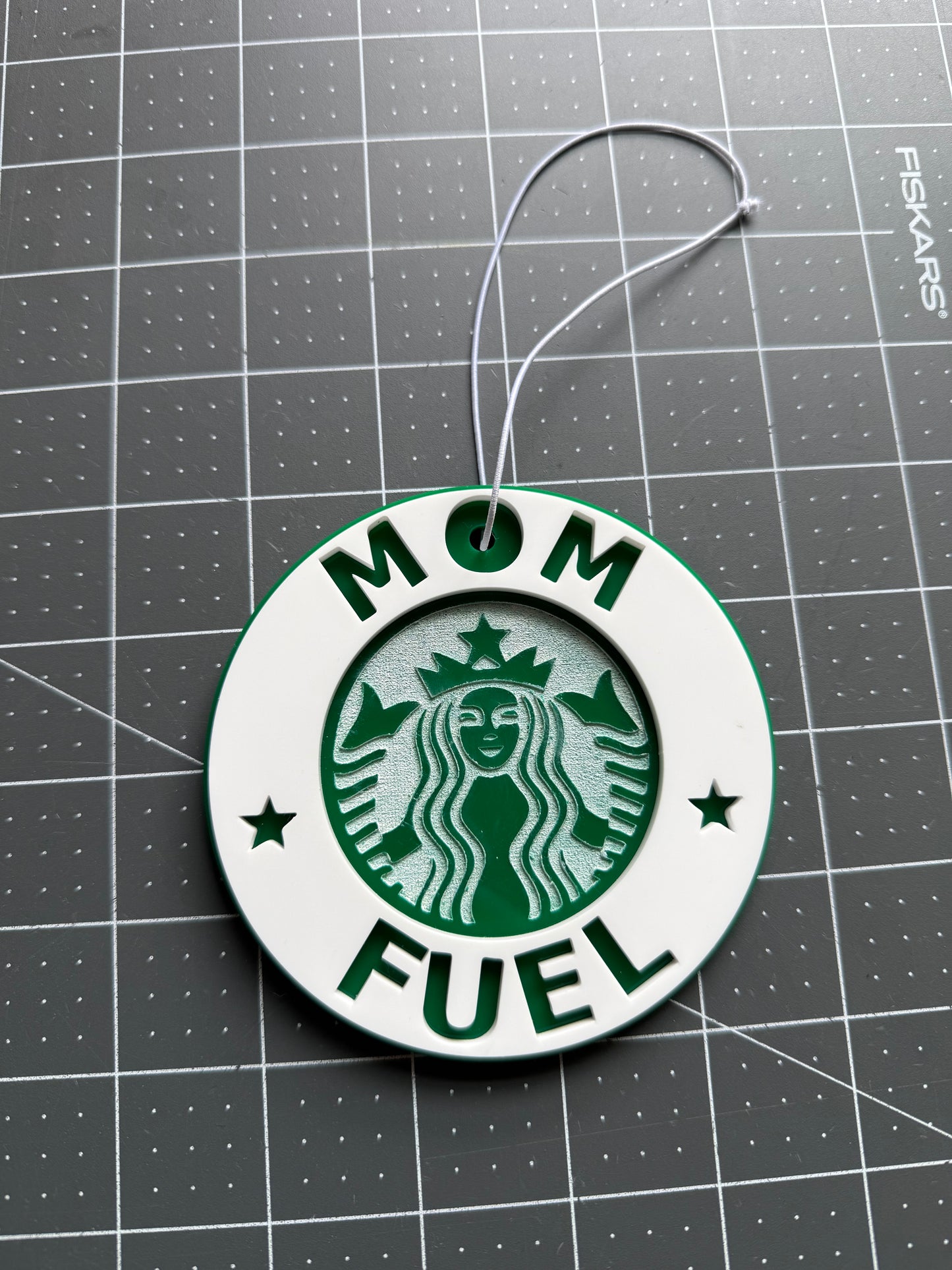 Mom Fuel Car Charm (White/Green)