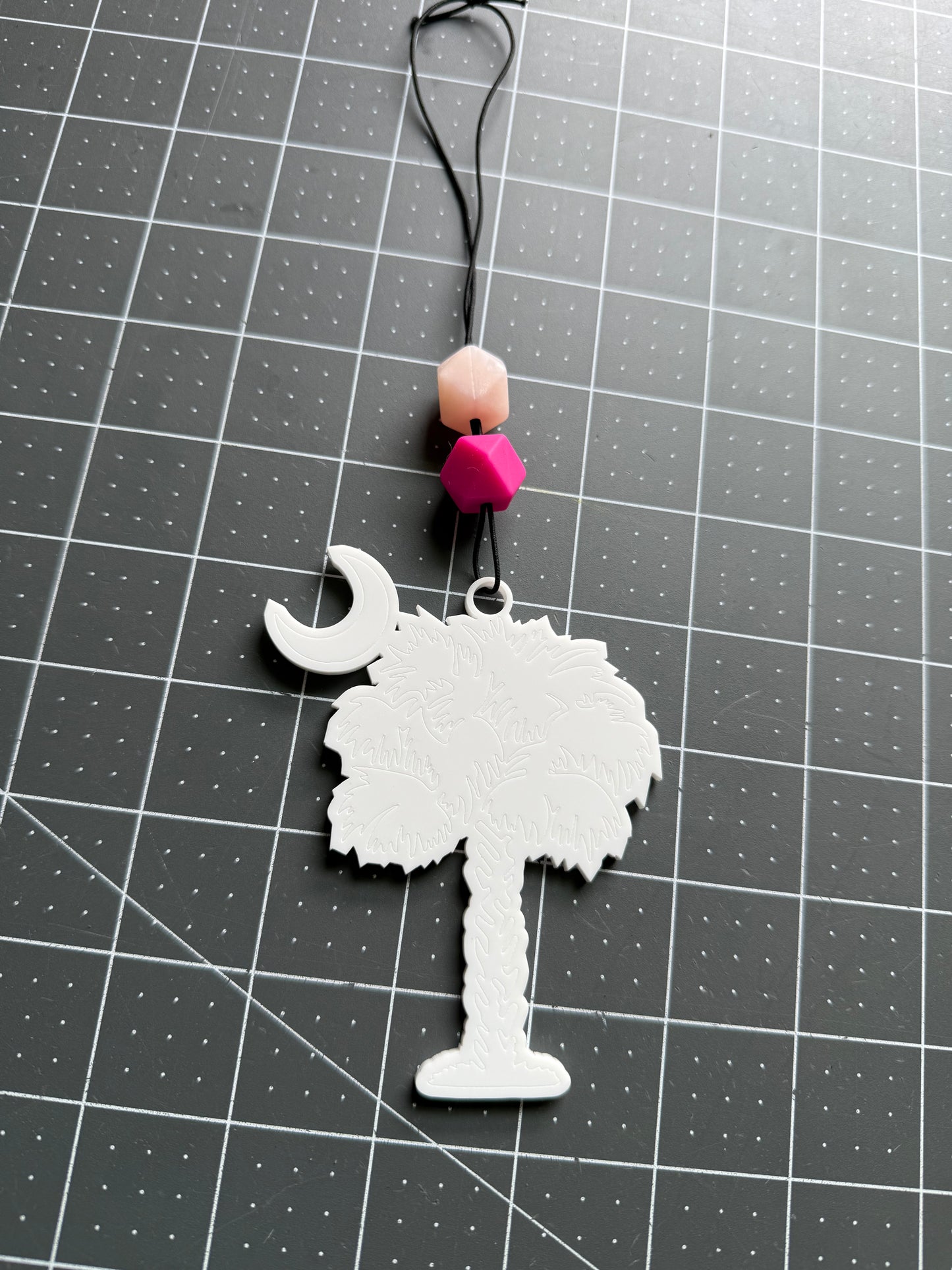 Palmetto Tree Car Charm (White)