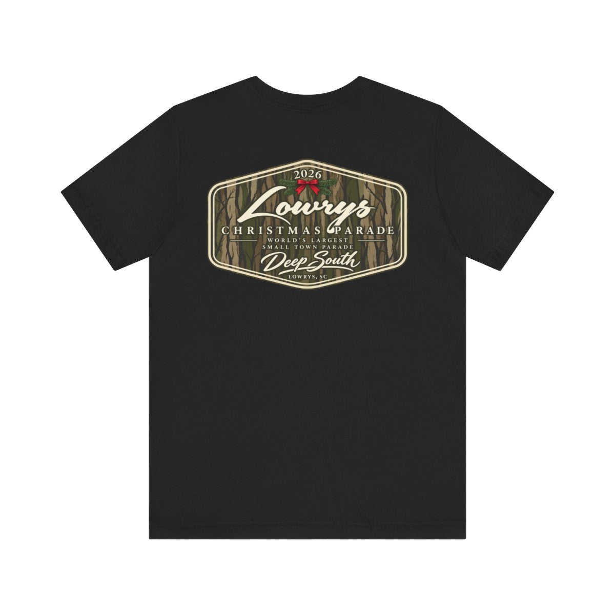 Lowrys Christmas Parade 2026 Camo Badge Tee (Black)