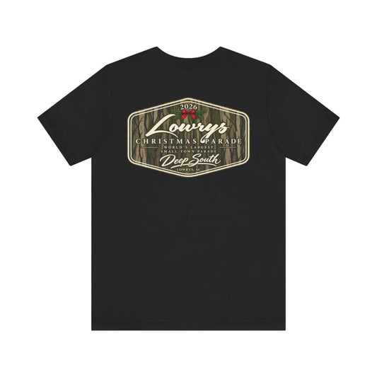 Lowrys Christmas Parade 2026 Camo Badge Tee (Black)
