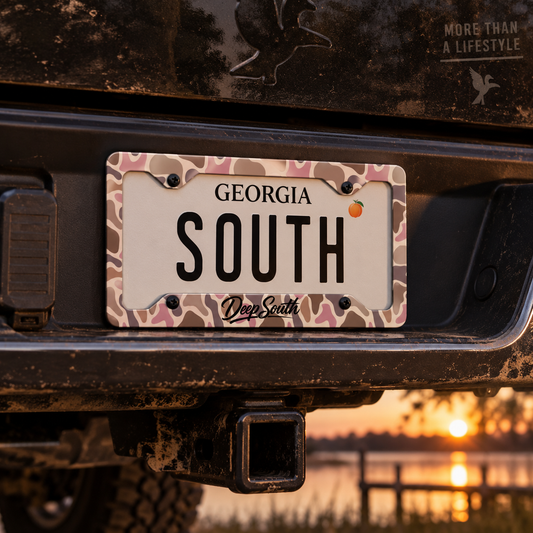 Pink Camo Deep South License Plate Frame