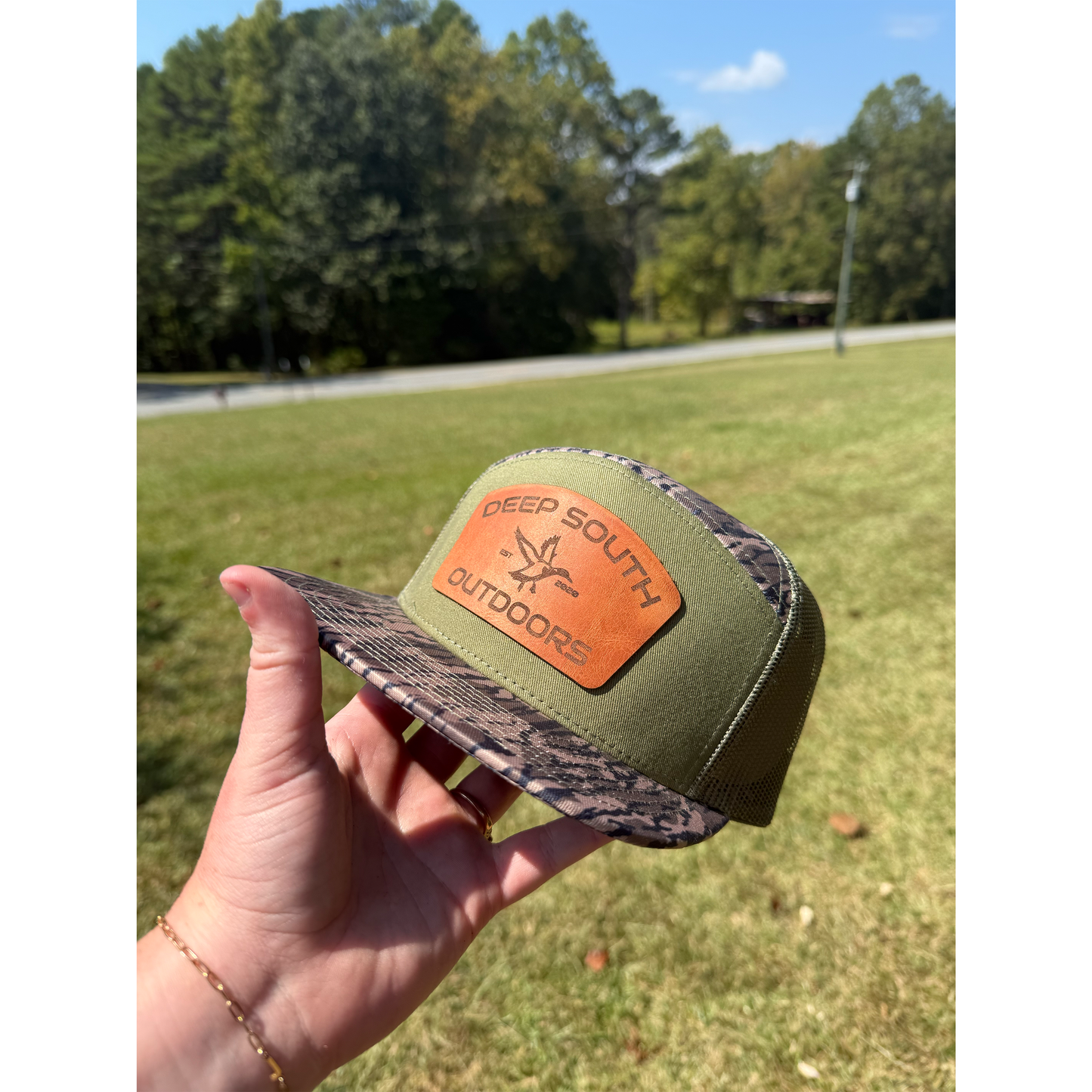 DSO Olive Green Bark Camo True Leather Patch