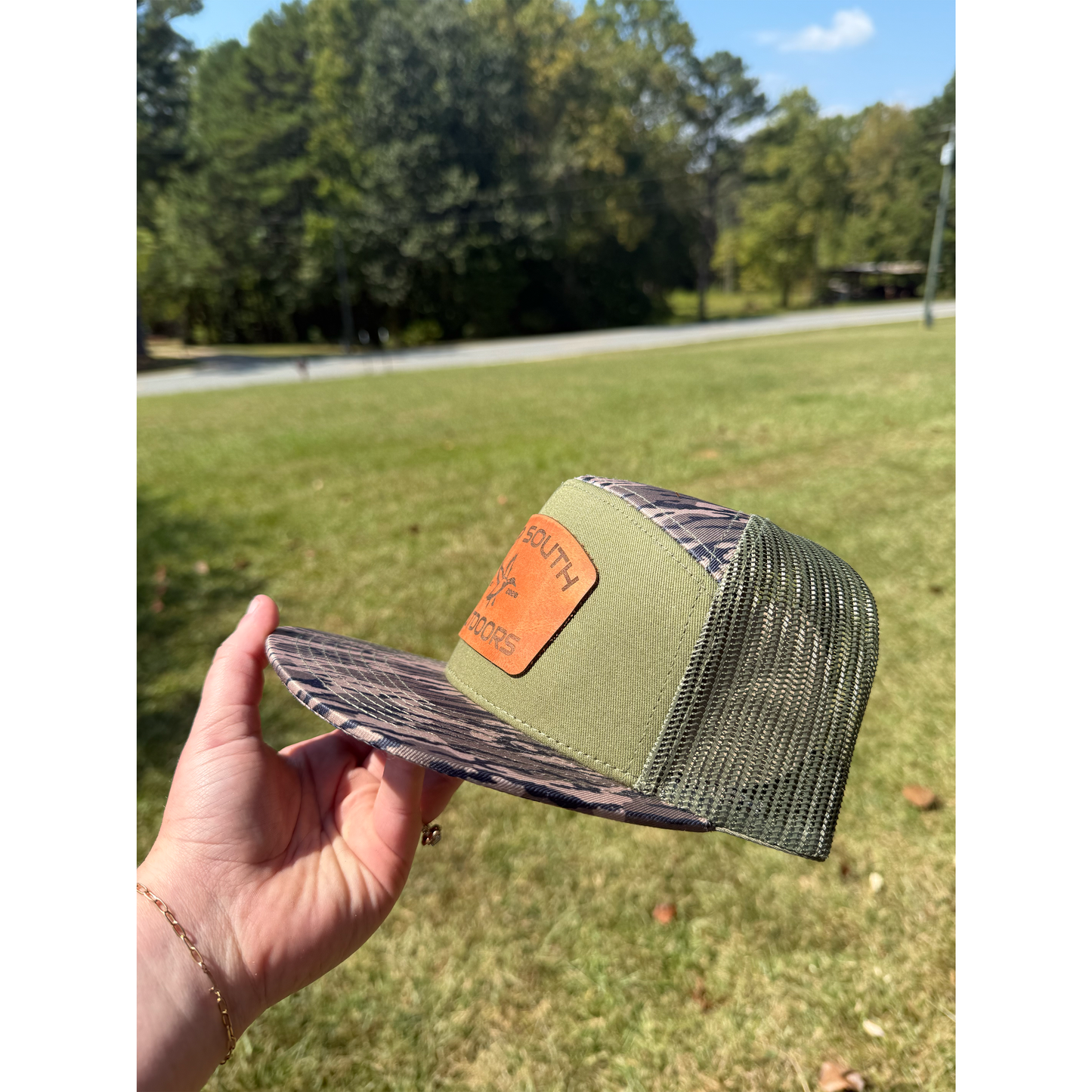 DSO Olive Green Bark Camo True Leather Patch