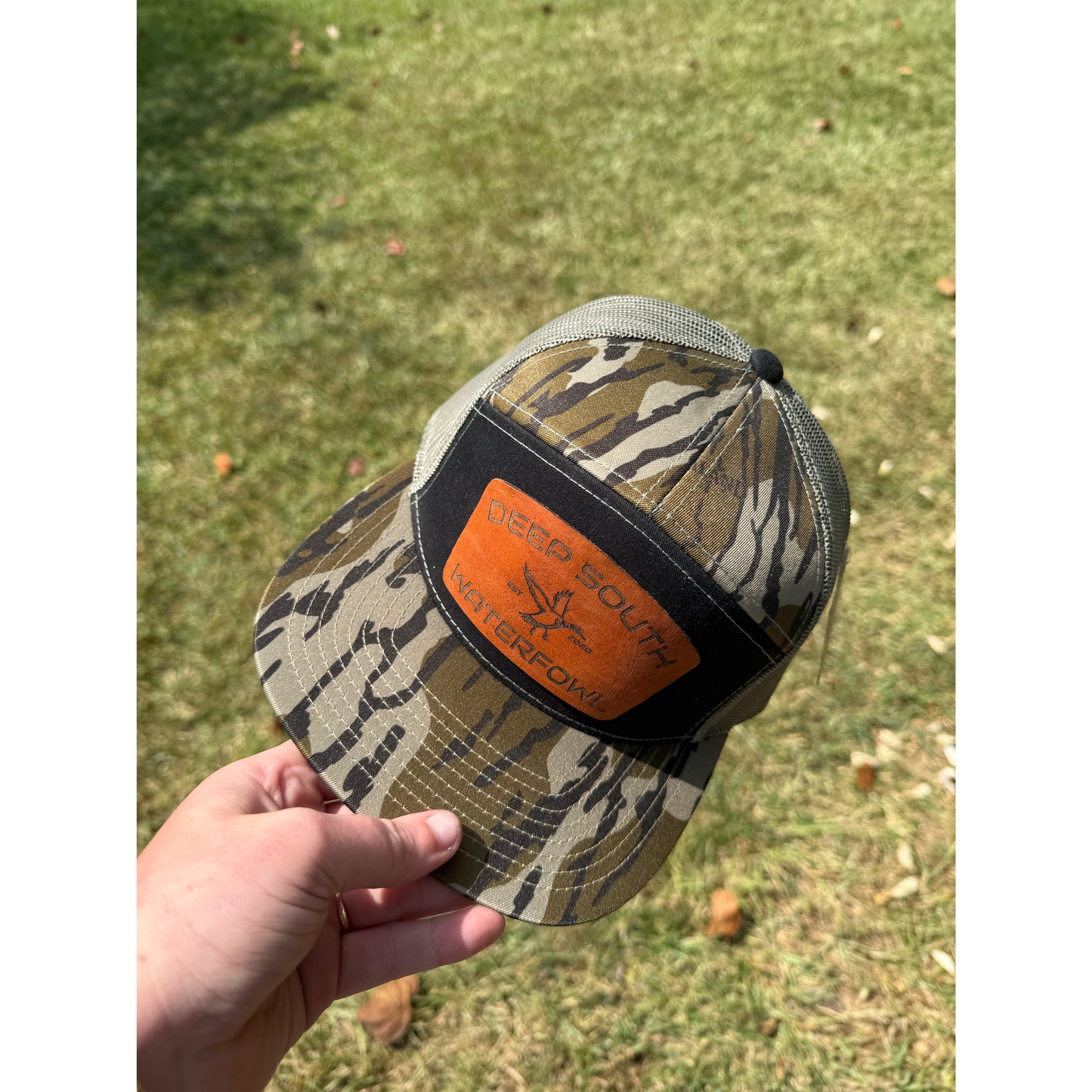 DSW Black Bark Camo True Leather Patch Snapback