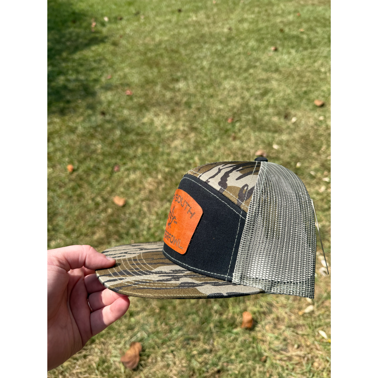 DSW Black Bark Camo True Leather Patch Snapback