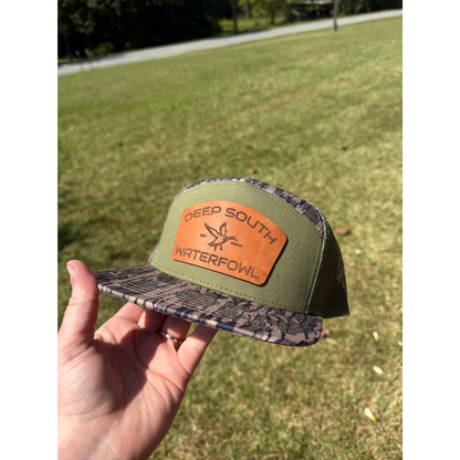 DSW Olive Green Bark Camo True Leather Patch Snapback