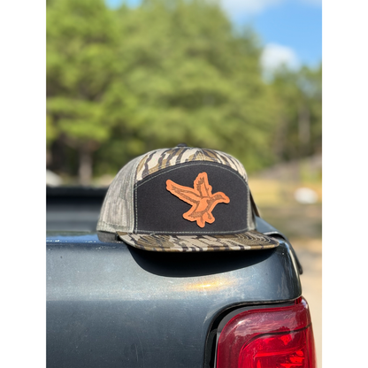 Duck Black Bark True Leather Patch Snapback