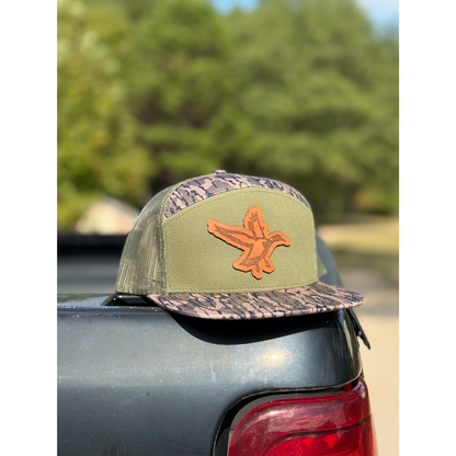 Duck Olive Green Bark True Leather Patch Snapback
