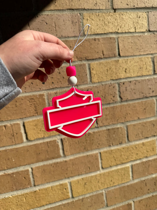 Harley Car Charm - White/Neon Pink