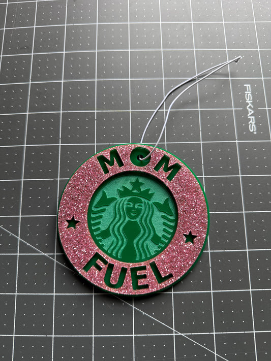Mom Fuel Car Charm (Rose Sparkle/Green)