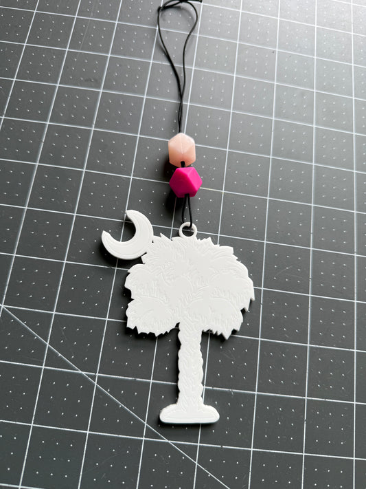 Palmetto Tree Car Charm (White)